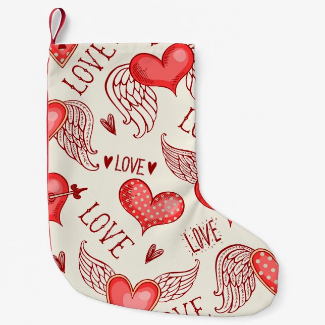 Hearts Pattern for Valentine's Day Small Christmas Stocking (Front)