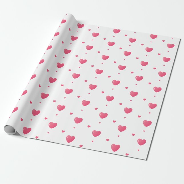 Hearts Pattern Gift Wrapping Paper (Unrolled)