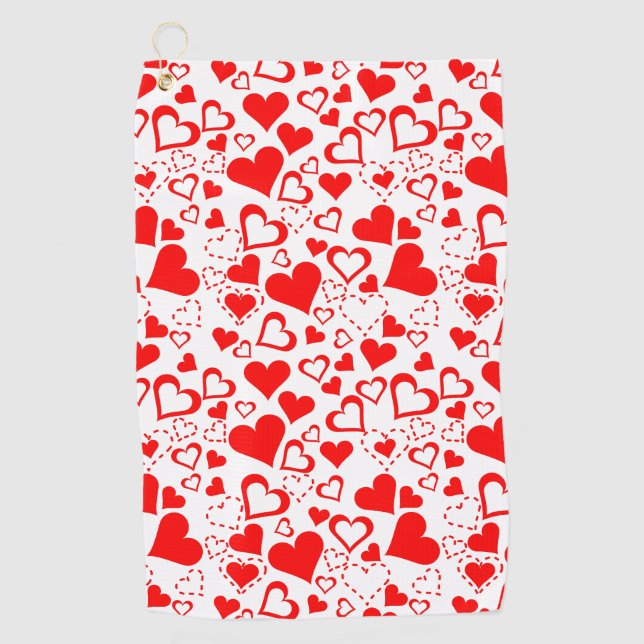 Hearts Pattern Golf Towel (Front)