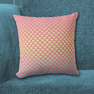Hearts Pattern Gradient Pink Throw Pillow
