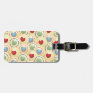 Hearts pattern in vintage style luggage tag