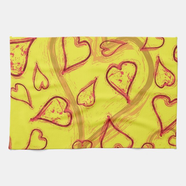 Hearts pattern kitchen towel (Horizontal)