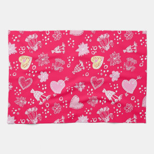 Hearts pattern kitchen towel