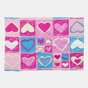 Hearts pattern kitchen towel