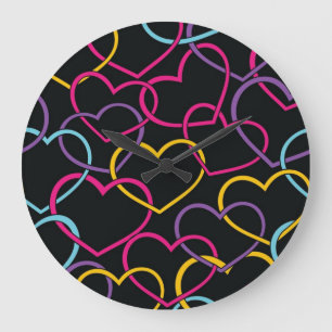 Hearts pattern large clock