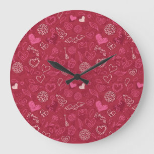 Hearts pattern large clock
