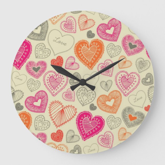 Hearts pattern large clock (Front)