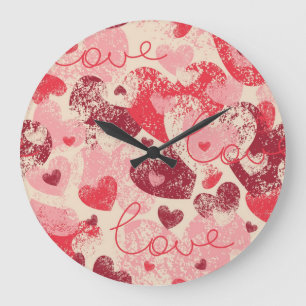 Hearts pattern large clock