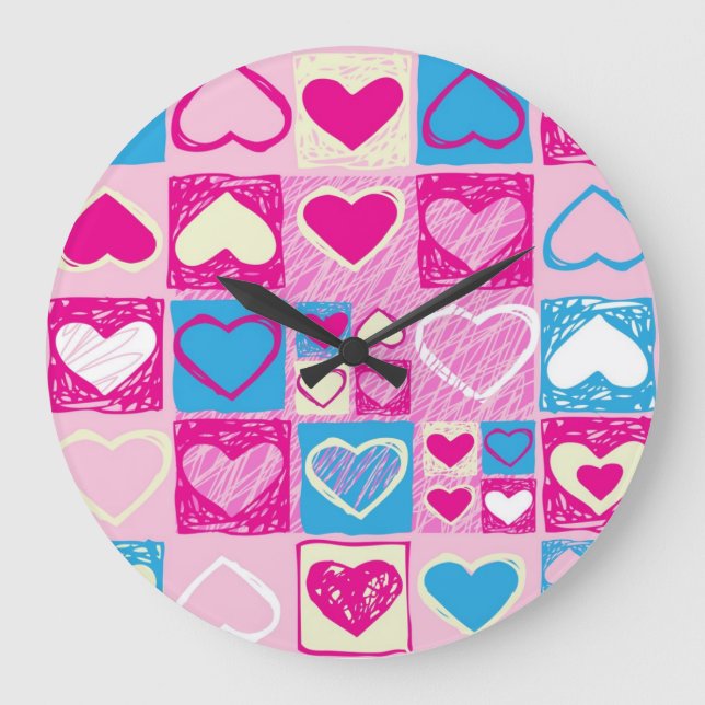 Hearts pattern large clock (Front)