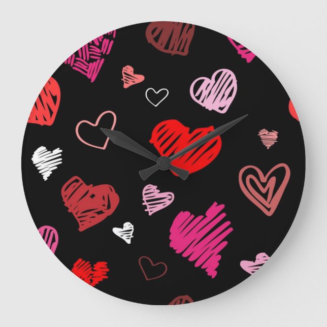 Hearts pattern large clock (Front)