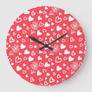 Hearts pattern large clock