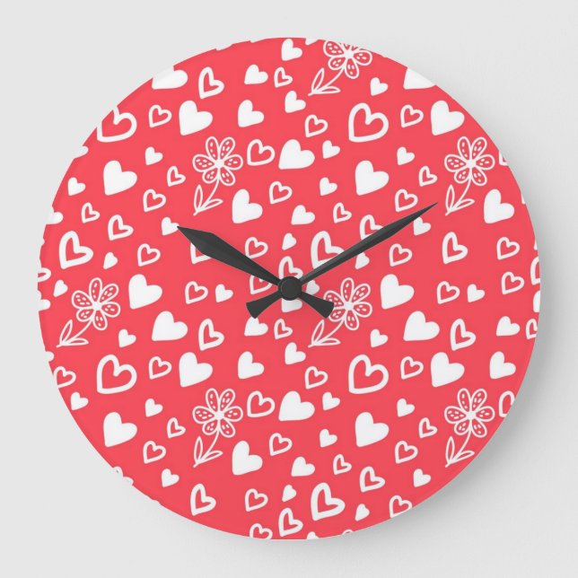 Hearts pattern large clock (Front)
