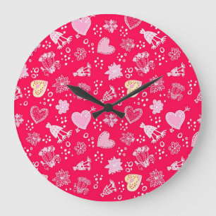 Hearts pattern large clock