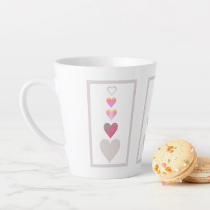 Hearts Pattern Modern Cute Pink Grey White Latte Mug