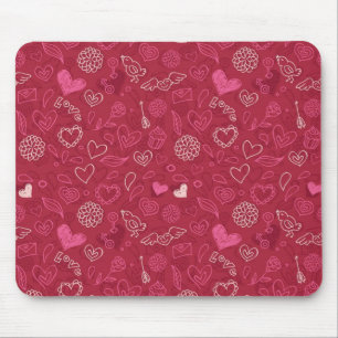 Hearts pattern mouse pad
