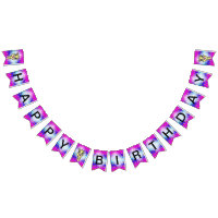 Hearts Pattern Ostricht Birthday Bunting Banner