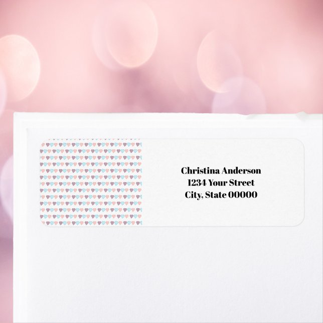 Hearts Pattern Personalize Return Address (A pretty return address label with a pink, blue and purple heart pattern.  )