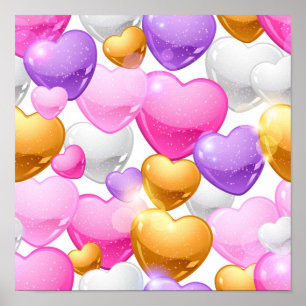 Hearts pattern poster