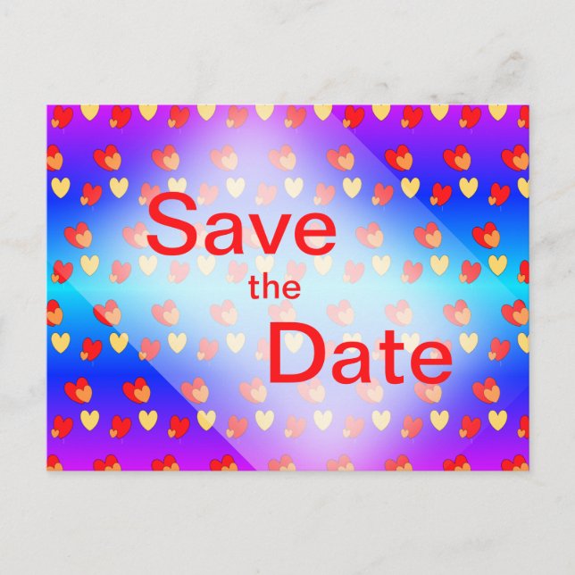 Hearts Pattern Save the Date Postcard (Front)