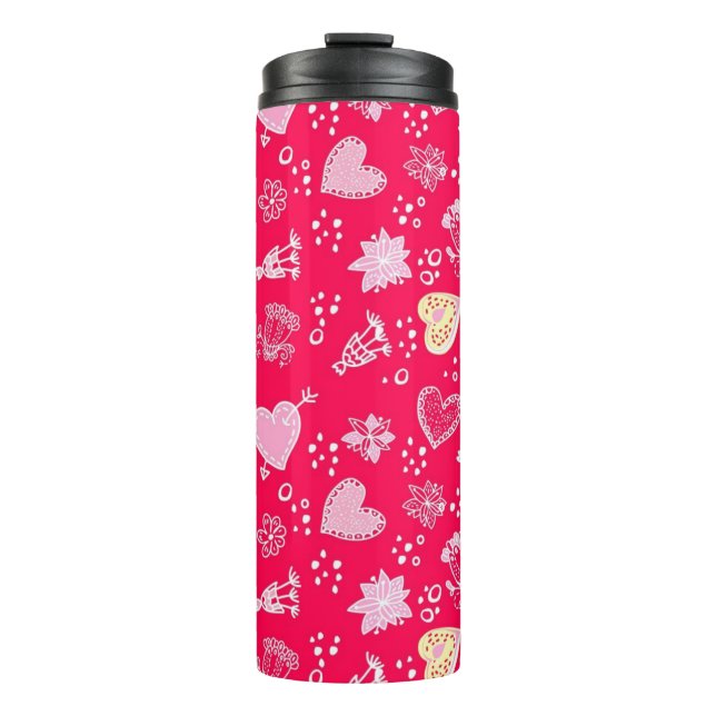 Hearts pattern thermal tumbler (Front)
