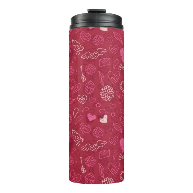 Hearts pattern thermal tumbler (Front)