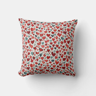 Hearts pattern throw pillow