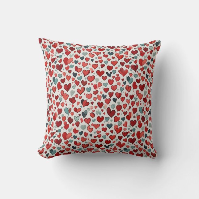 Hearts pattern throw pillow (Front)