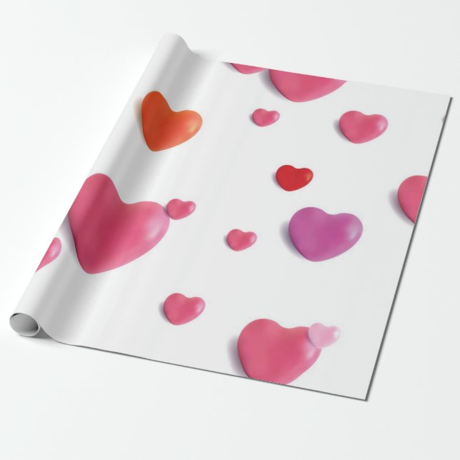 Hearts pattern wrapping paper (Unrolled)
