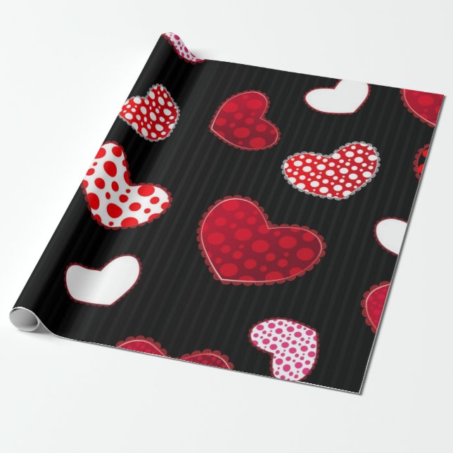 Hearts pattern wrapping paper (Unrolled)