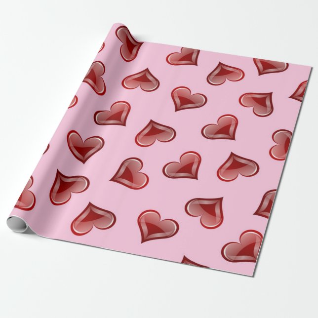 Hearts pattern wrapping paper (Unrolled)