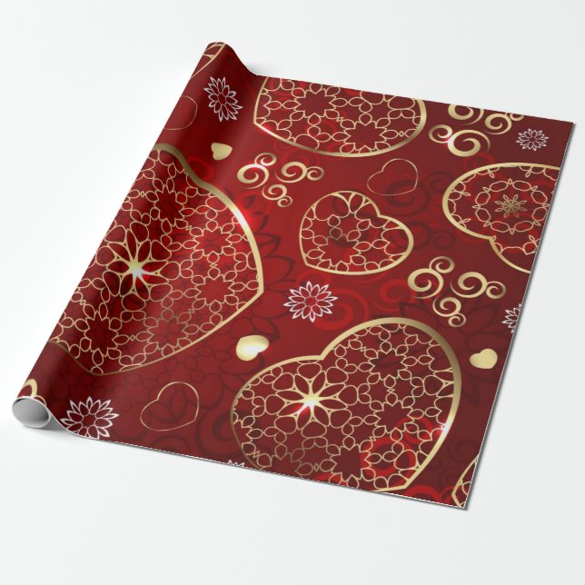 Hearts pattern wrapping paper (Unrolled)