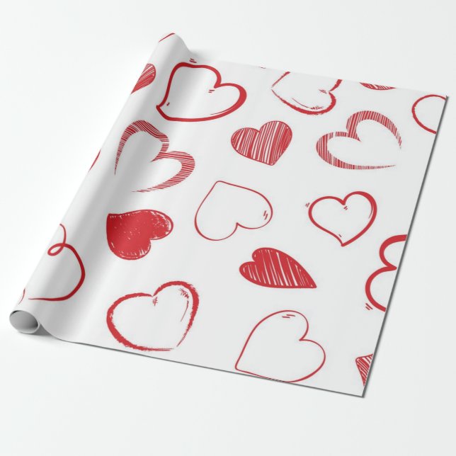 Hearts pattern wrapping paper (Unrolled)