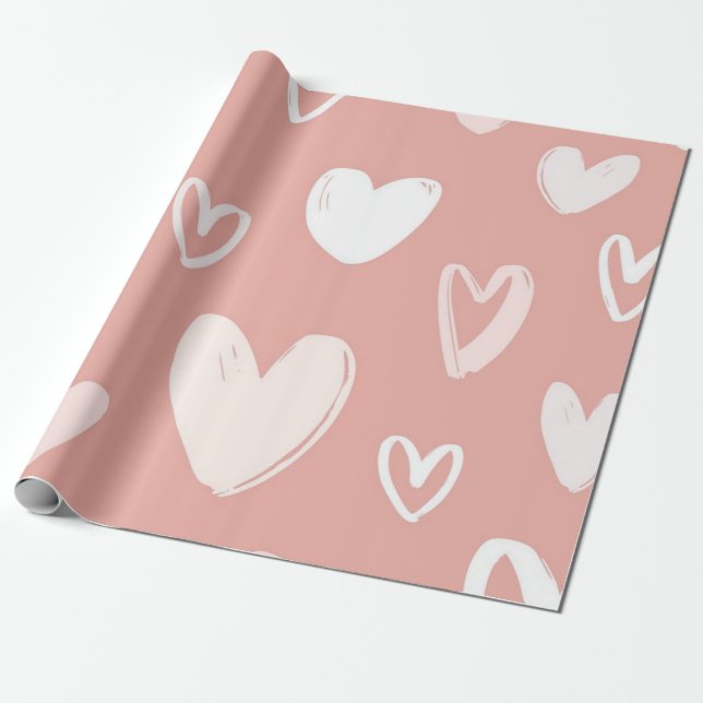 Hearts pattern wrapping paper (Unrolled)
