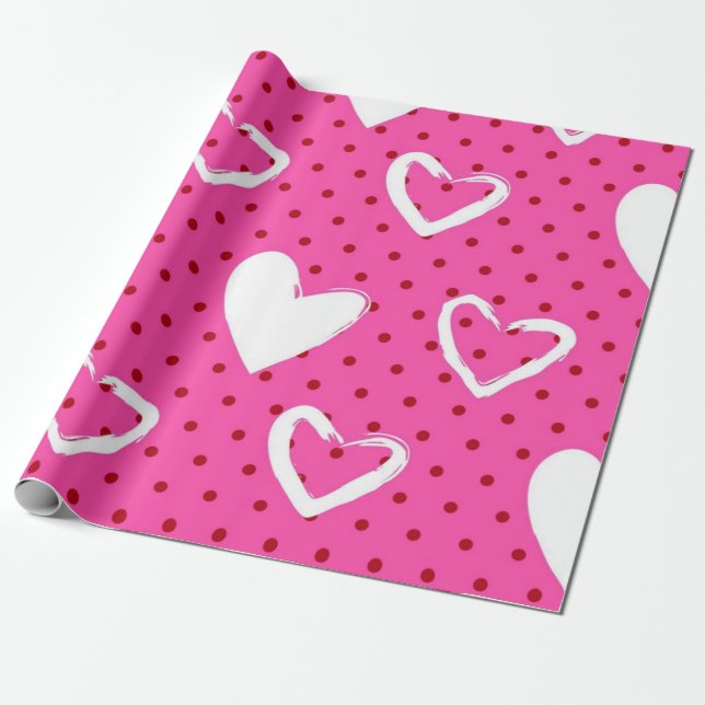 Hearts pattern wrapping paper (Unrolled)