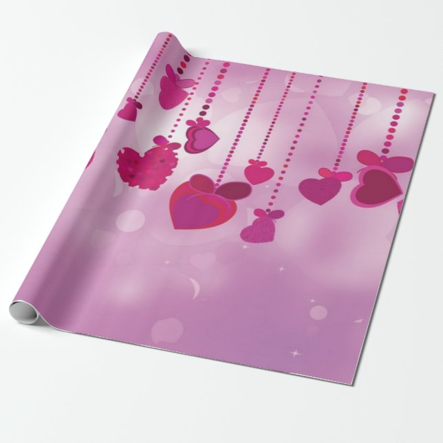 Hearts pattern wrapping paper (Unrolled)