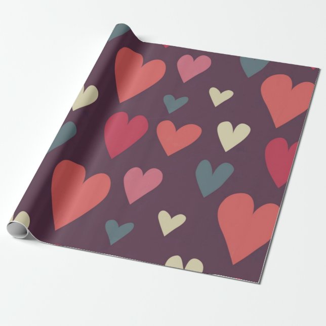 Hearts pattern wrapping paper (Unrolled)