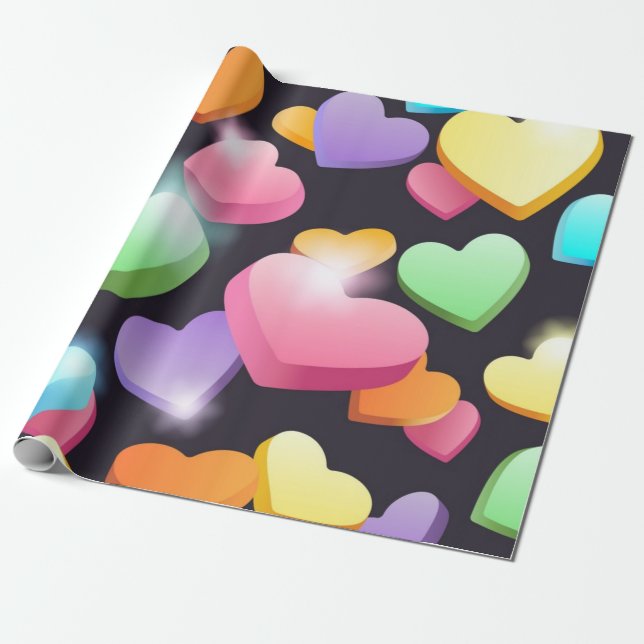 Hearts pattern wrapping paper (Unrolled)