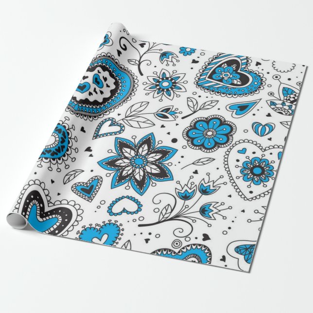 Hearts pattern wrapping paper (Unrolled)
