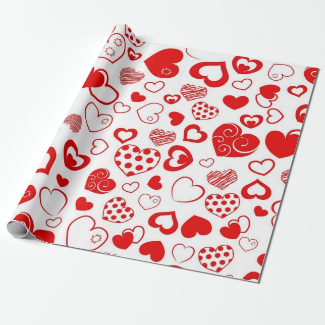 Hearts pattern wrapping paper (Unrolled)