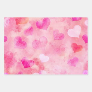 Hearts pattern wrapping paper sheet