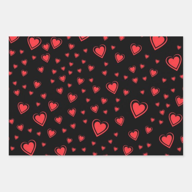 Hearts pattern wrapping paper sheet (Front)