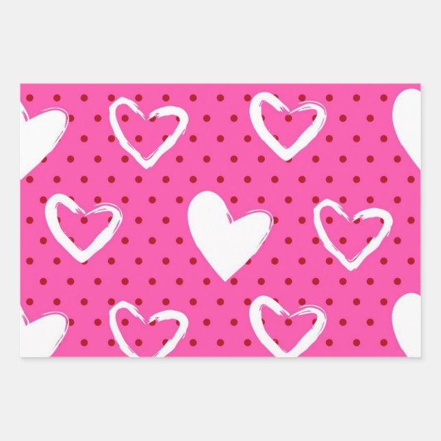 Hearts pattern wrapping paper sheet (Front)