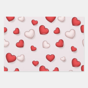 Hearts pattern wrapping paper sheet
