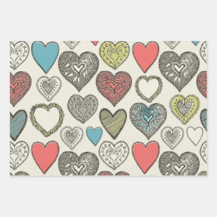Hearts pattern wrapping paper sheet