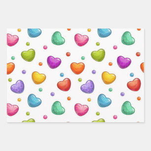Hearts pattern wrapping paper sheet