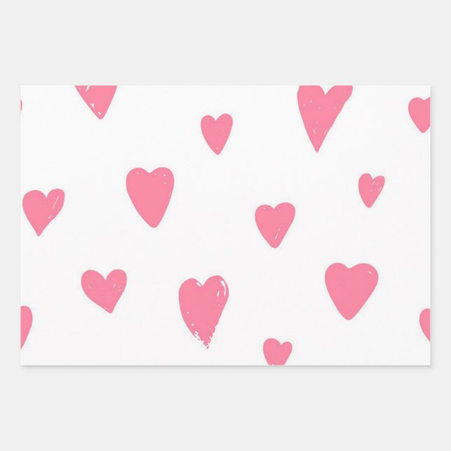Hearts pattern wrapping paper sheet (Front)