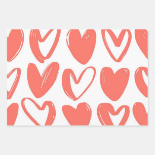 Hearts pattern wrapping paper sheet