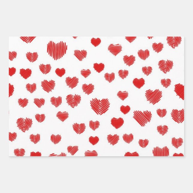 Hearts pattern wrapping paper sheet (Front)