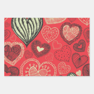 Hearts pattern wrapping paper sheet