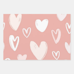 Hearts pattern wrapping paper sheet
